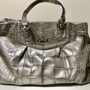 Coach Ashley Silver Faux croc shoulder bag.